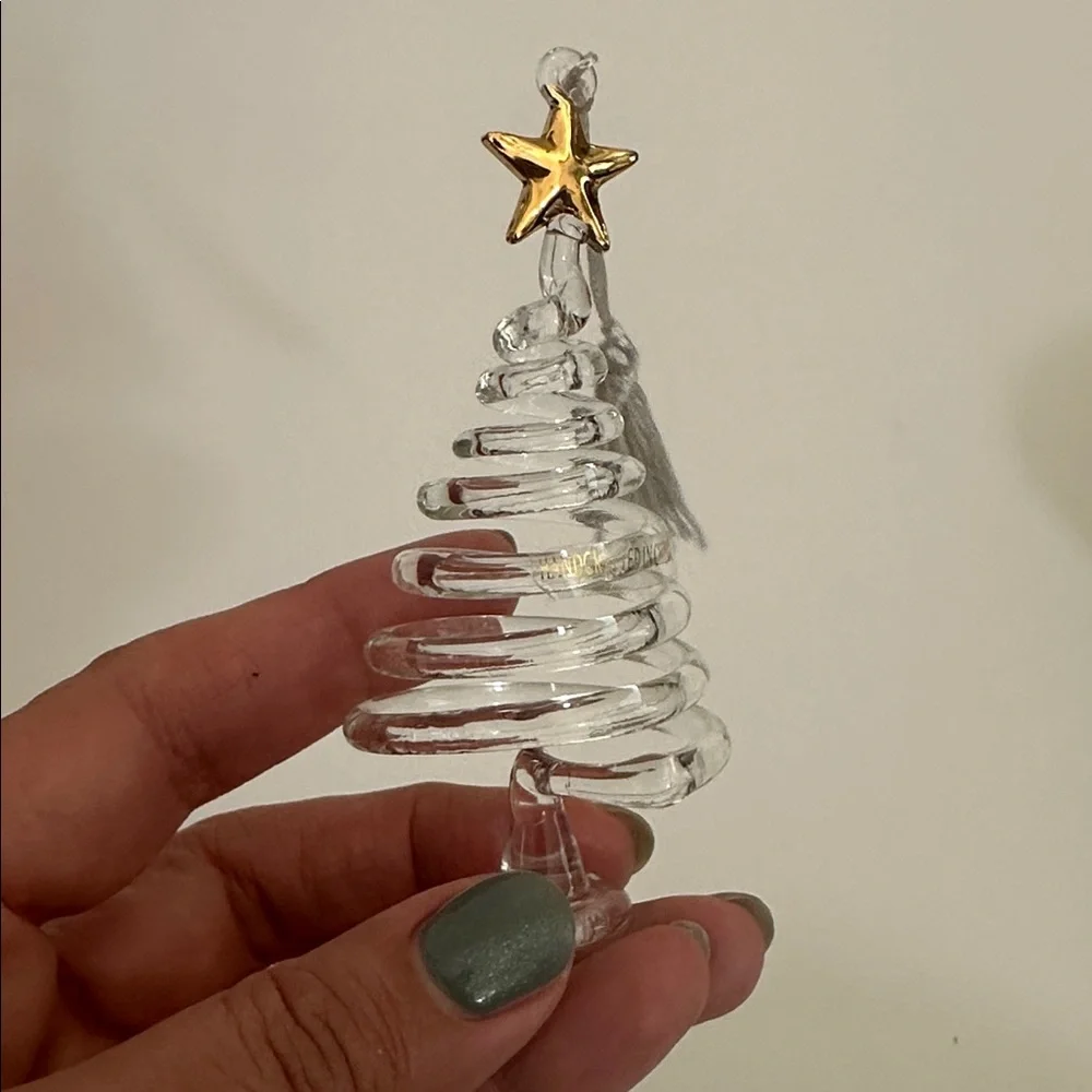 Lenox Merry Wishes Crystal Red and Gold Christmas Ornaments Set of 3